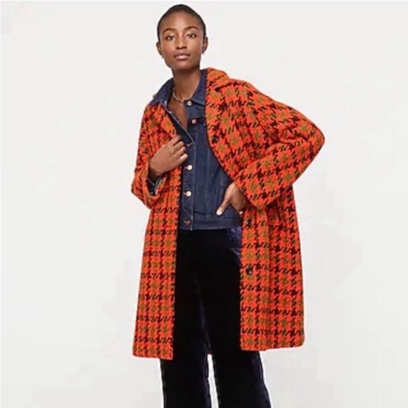 J.CREW NALYA HOUNDSTOOTH ITALIAN WOOL CAR COAT - Picture 4 of 10